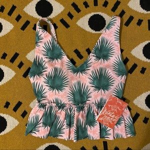 Small Kortni Jeane Tropical V-Neck Top